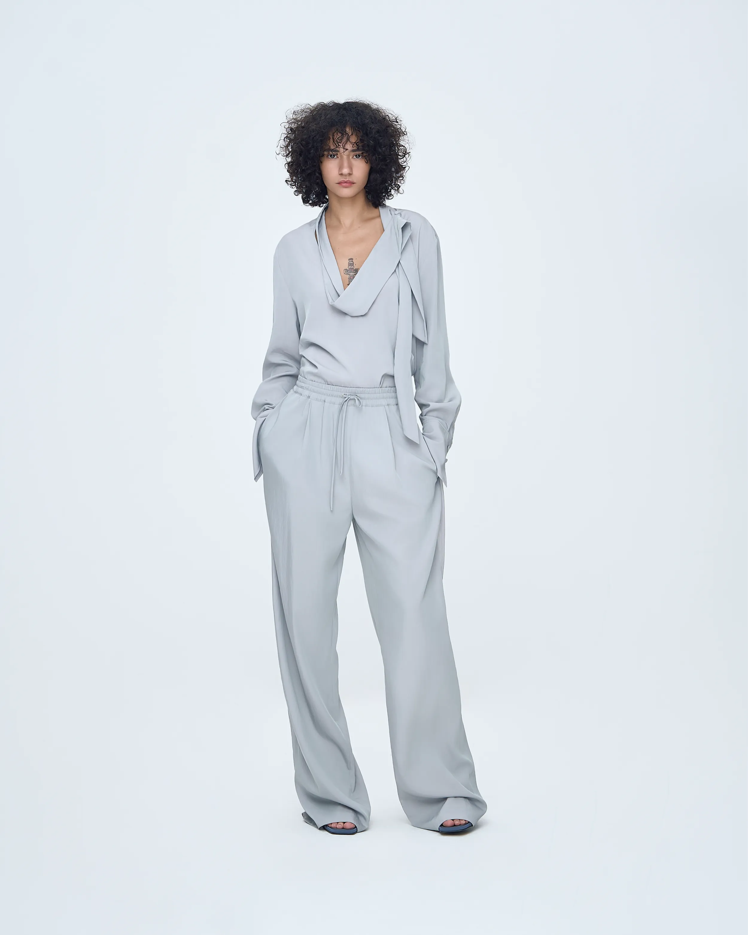 Deep V-Neck Tie Blouse sold by SYSTEM product image thumbnail 3