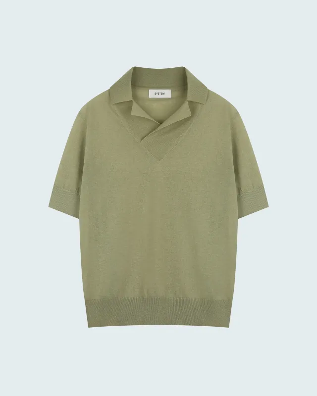 Polo-Style Knit Top made by SYSTEM
