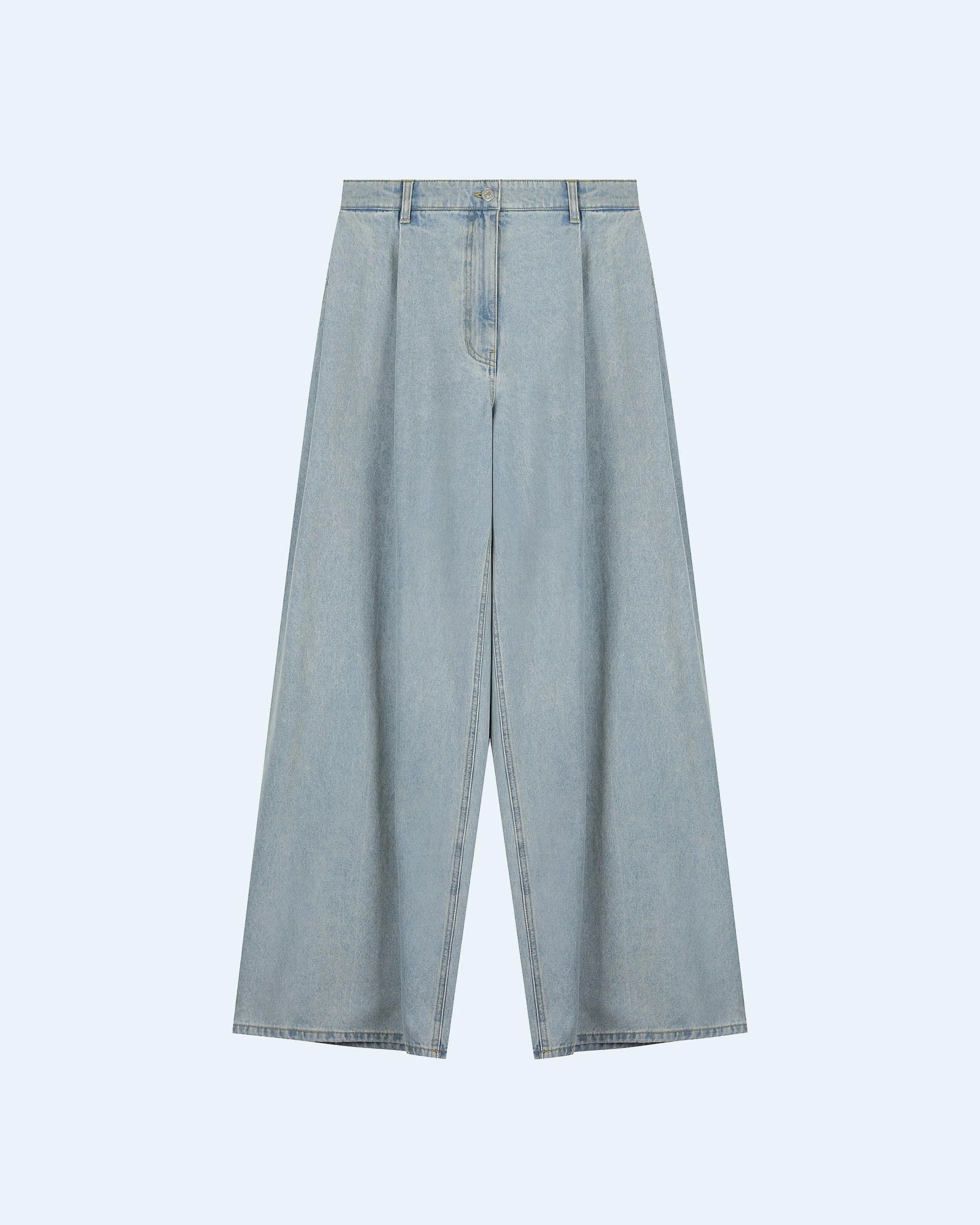 Wide-Fit Fluid Denim Pants sold by SYSTEM