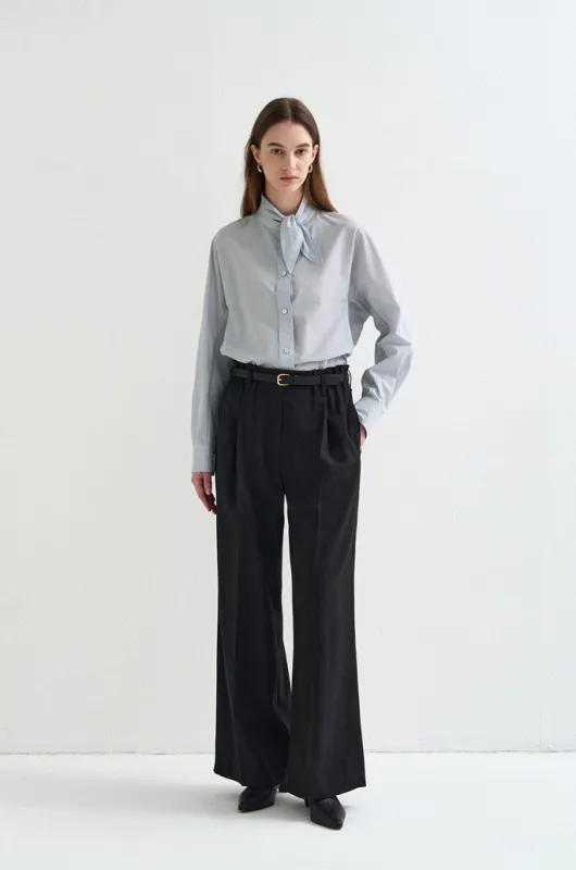Scarf-Panel Stand Collar Blouse made by SYSTEM