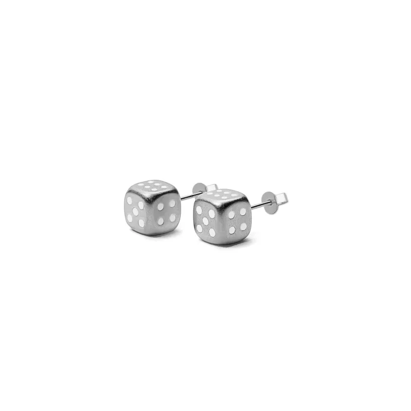 The Dice Earring Pair in White Gold made by VEERT