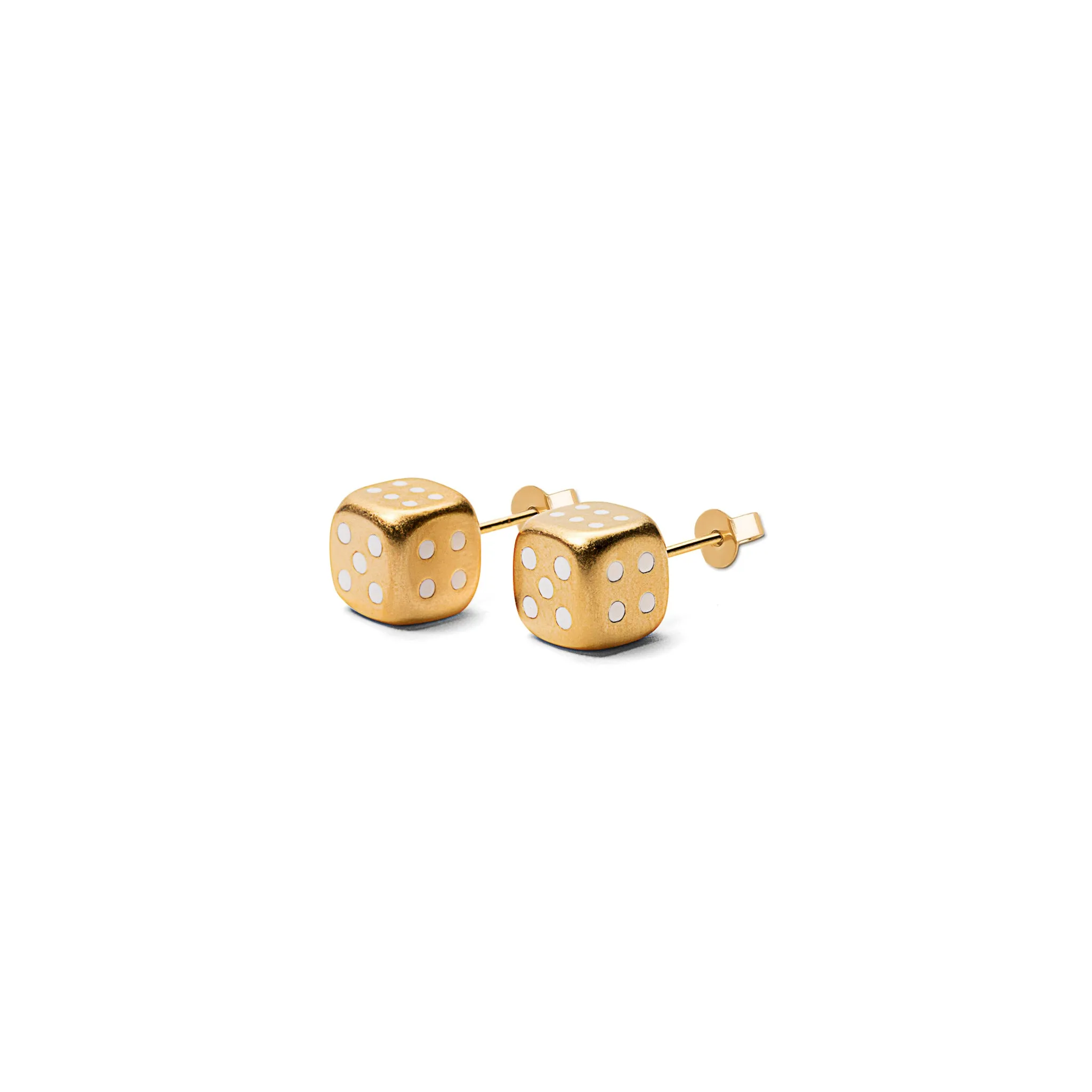 The Dice Earring Pair in Yellow Gold sold by VEERT
