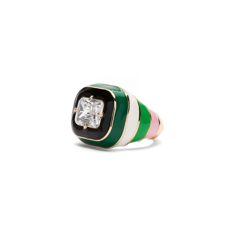 The Multi Enamel Ring in Yellow Gold made by VEERT