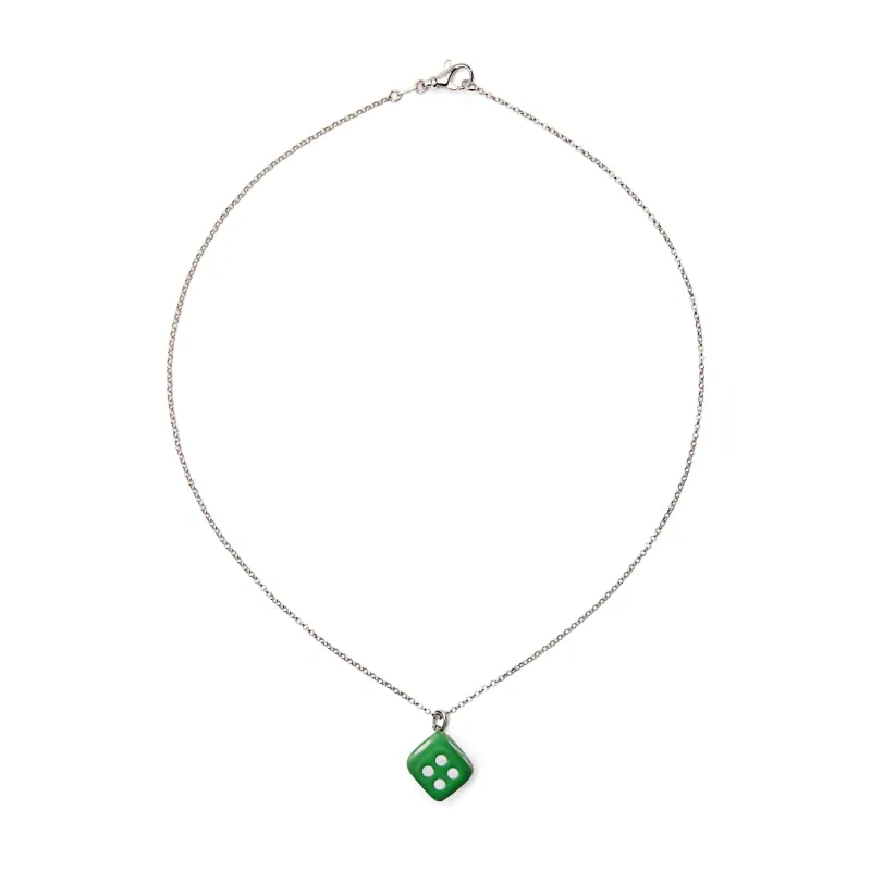 The Dice Pendant Chain in White Gold made by VEERT