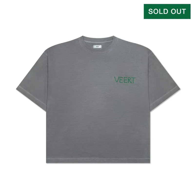 HANDWRITTEN EMBROIDERED T-SHIRT WASHED LIGHT GREY made by VEERT