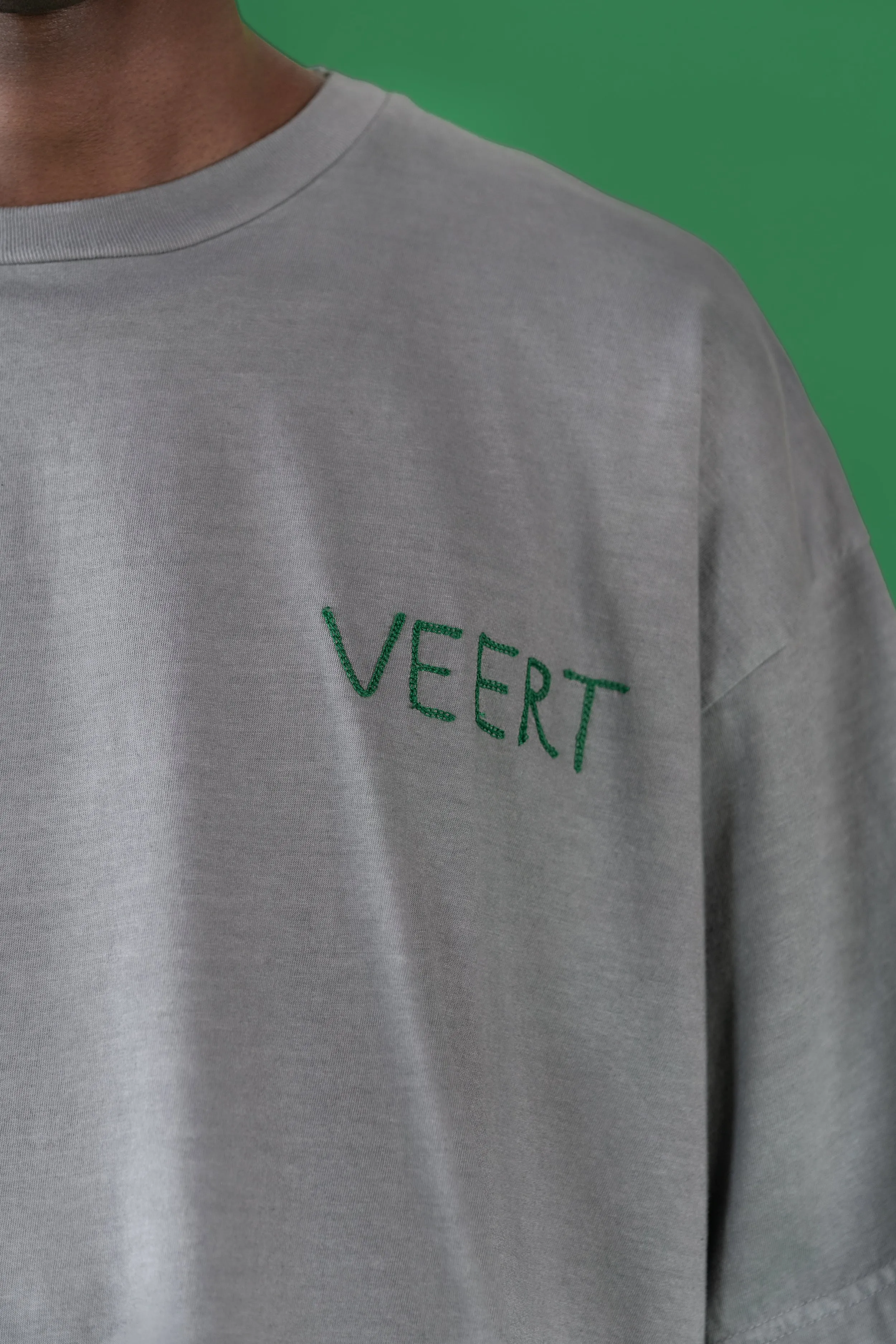HANDWRITTEN EMBROIDERED T-SHIRT WASHED LIGHT GREY sold by VEERT product image thumbnail 4
