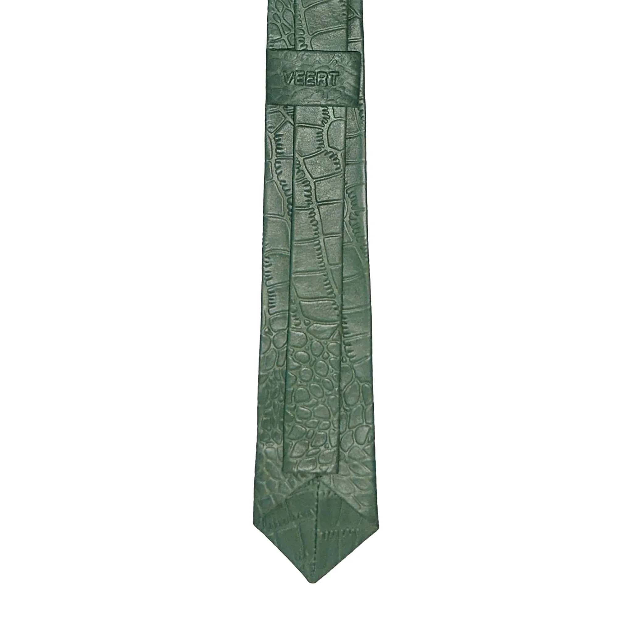 Green Croco Leather Tie sold by VEERT product image thumbnail 2