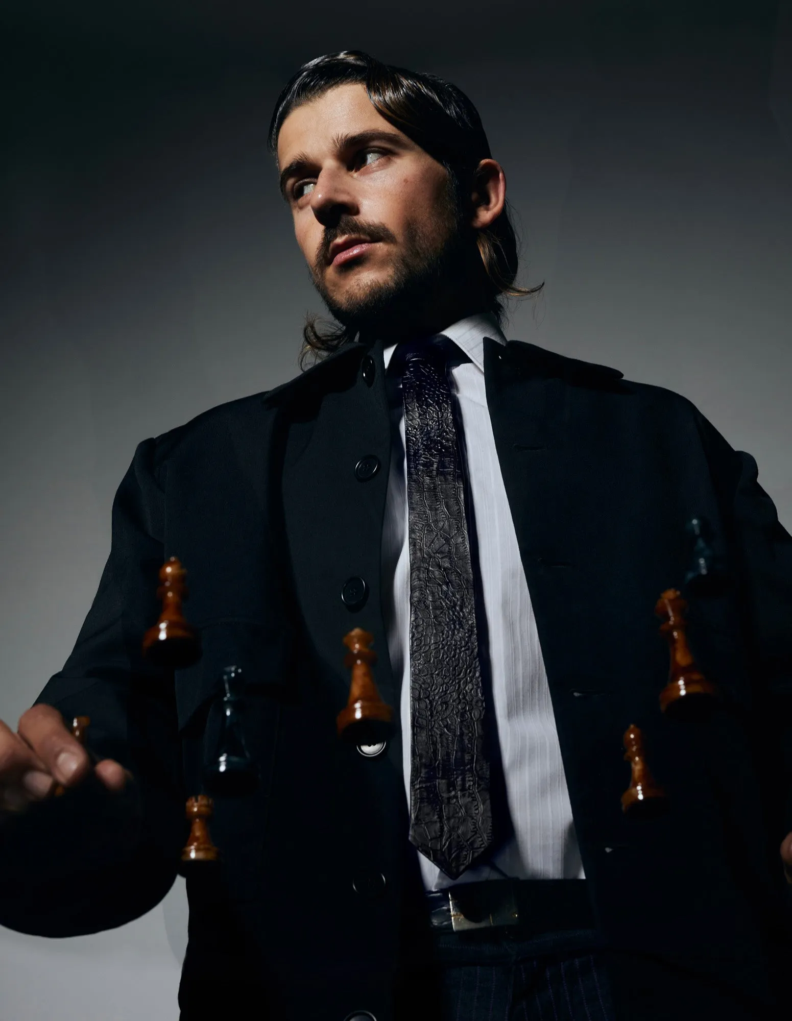 Black Croco Leather Tie sold by VEERT product image thumbnail 4