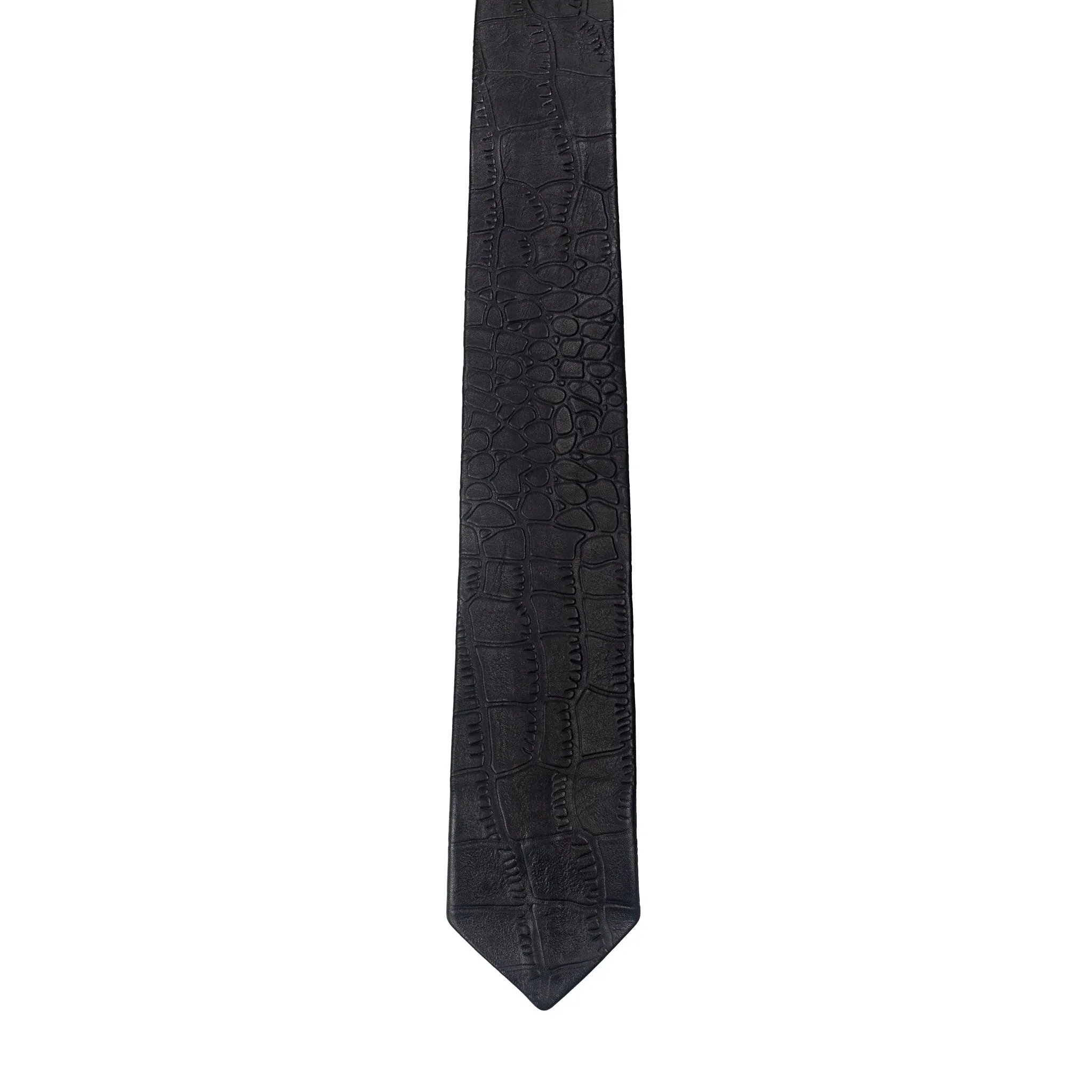 Black Croco Leather Tie sold by VEERT product image thumbnail 2