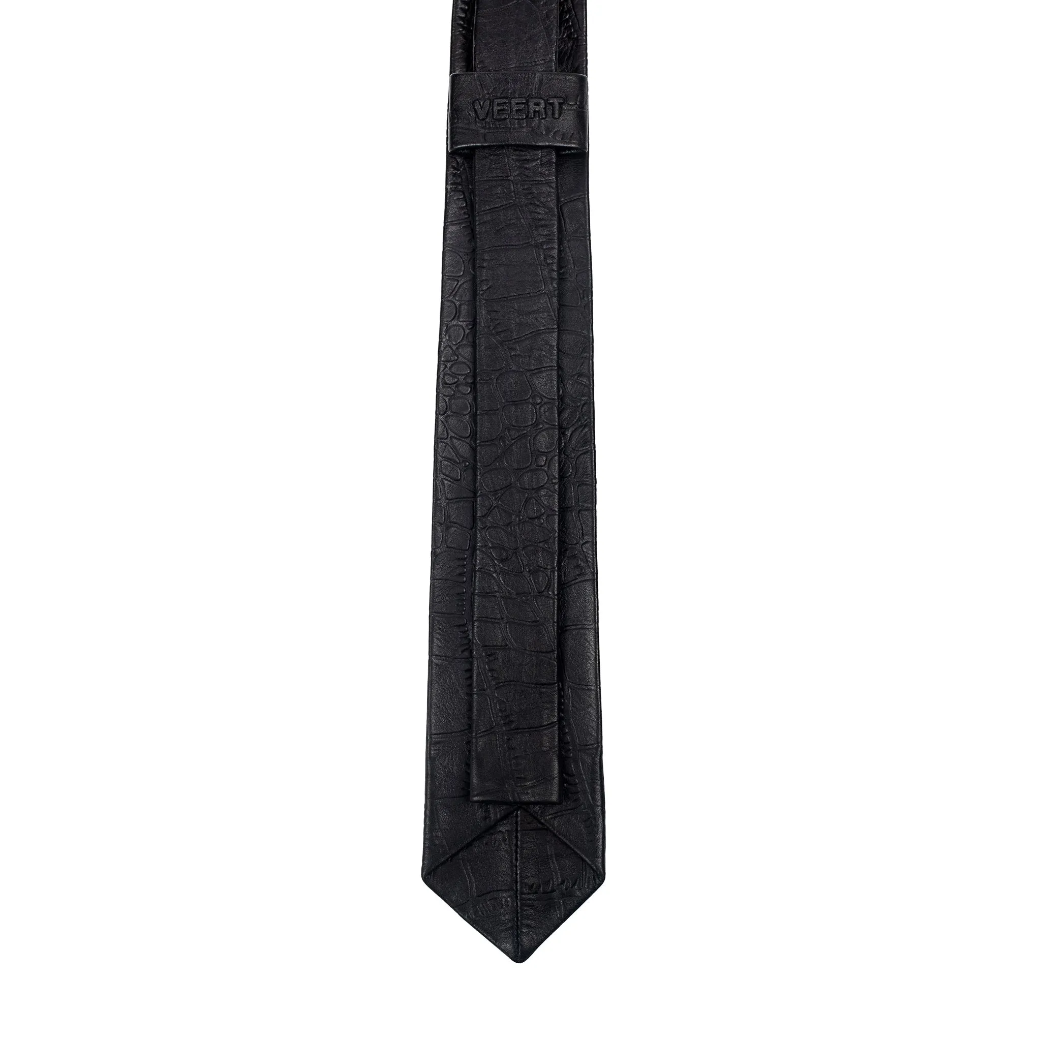 Black Croco Leather Tie sold by VEERT product image thumbnail 3