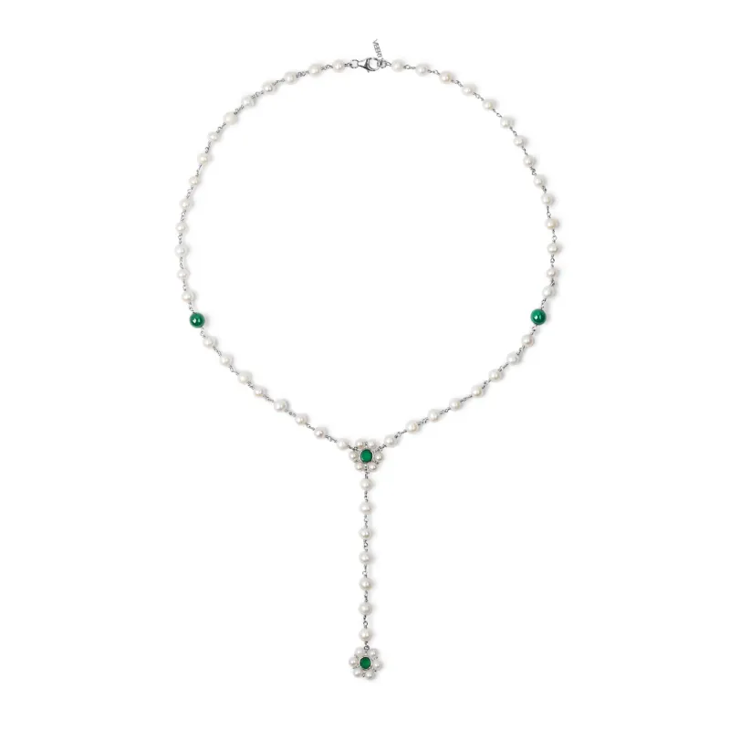 The Macro Flower Pearl Rosary in White Gold made by VEERT
