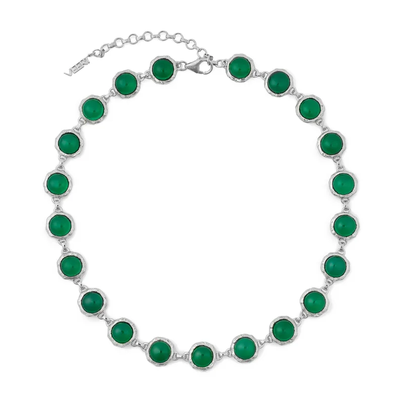 The Green Onyx Circle Necklace in White Gold made by VEERT