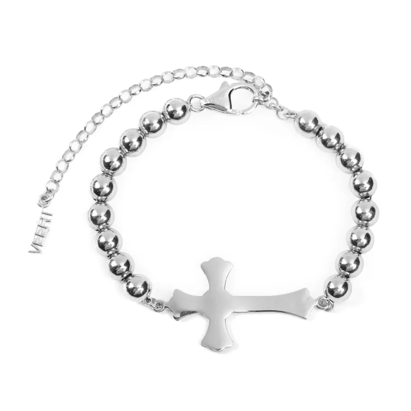 The Plain Cross Bracelet in White Gold made by VEERT