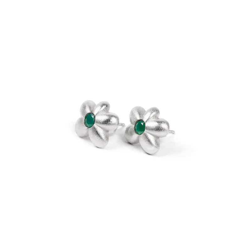 The Green Flower Earring Pair in White Gold made by VEERT
