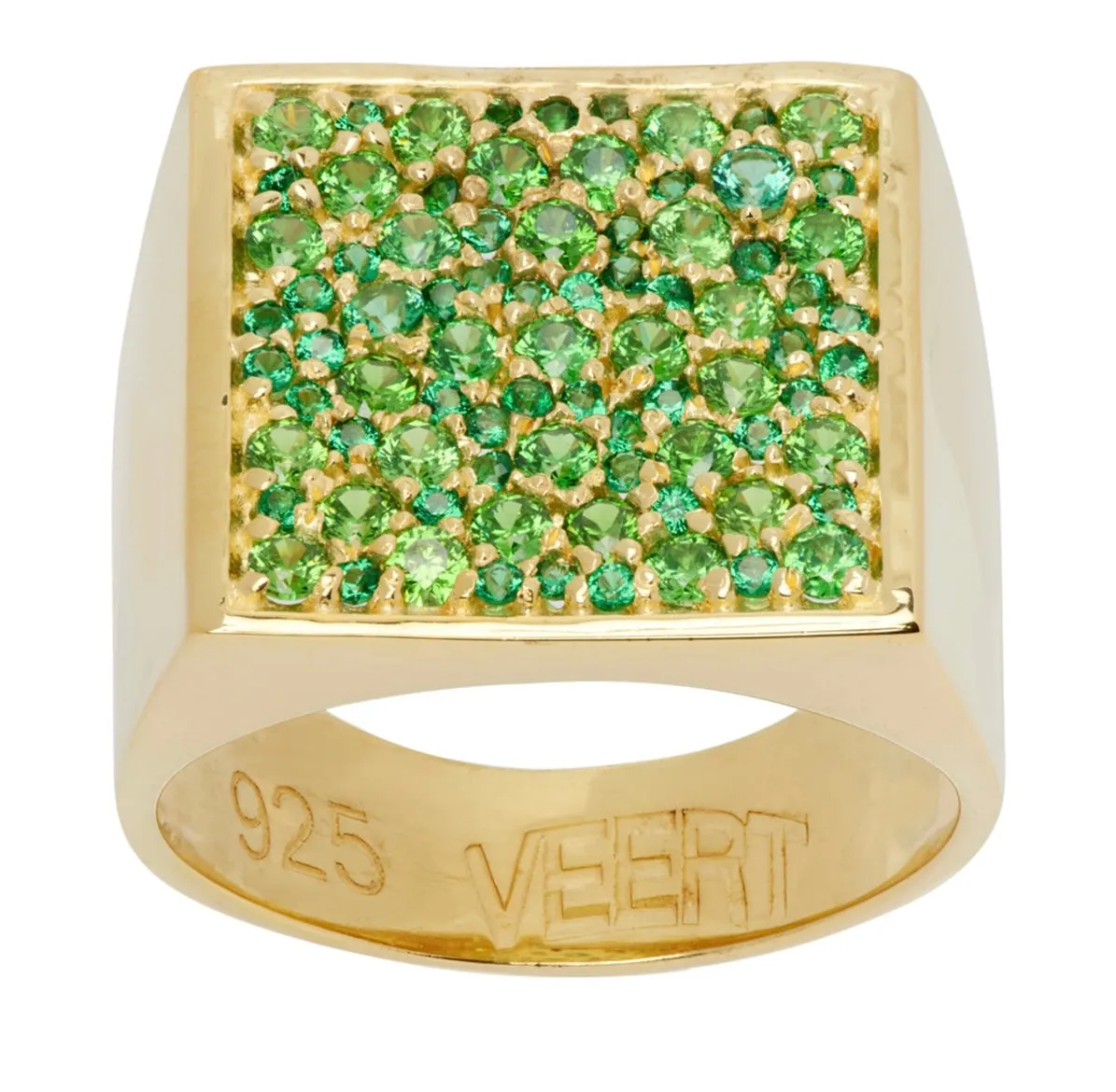 The Multi Green Square Signed Signet Ring in Yellow Gold sold by VEERT product image thumbnail 2