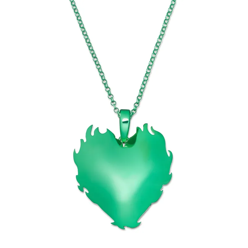The Flame Heart Pendant Chain in Green Coating made by VEERT