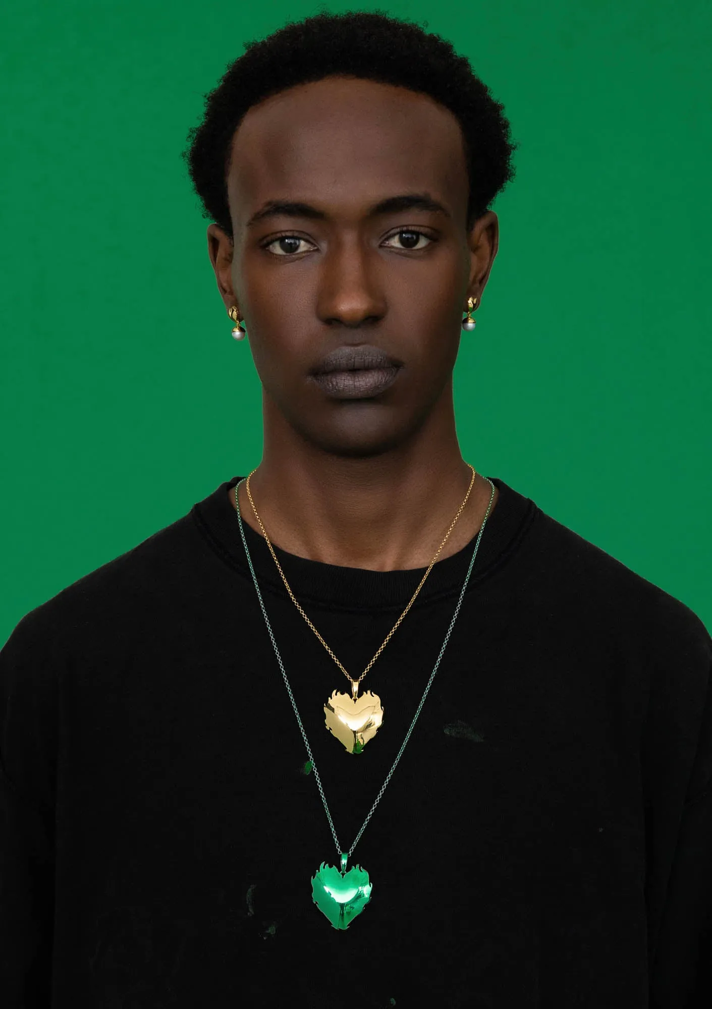 The Flame Heart Pendant Chain in Green Coating sold by VEERT product image thumbnail 3