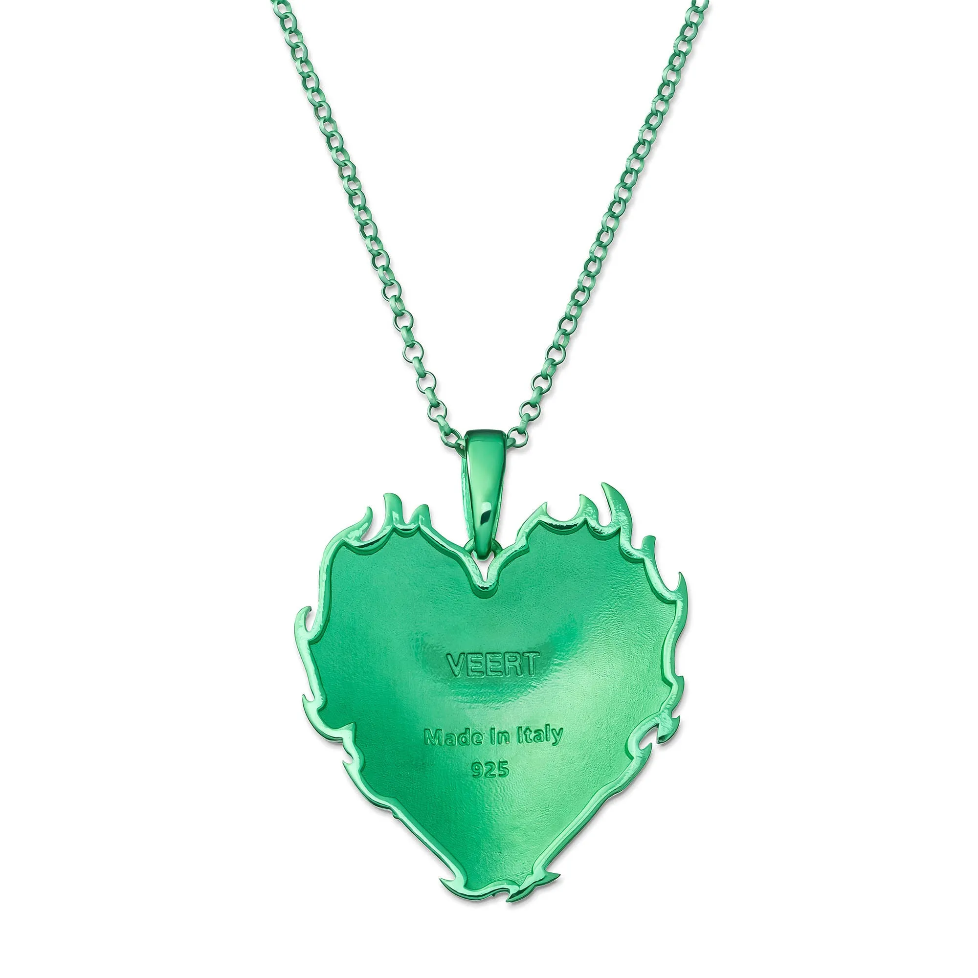 The Flame Heart Pendant Chain in Green Coating sold by VEERT product image thumbnail 2