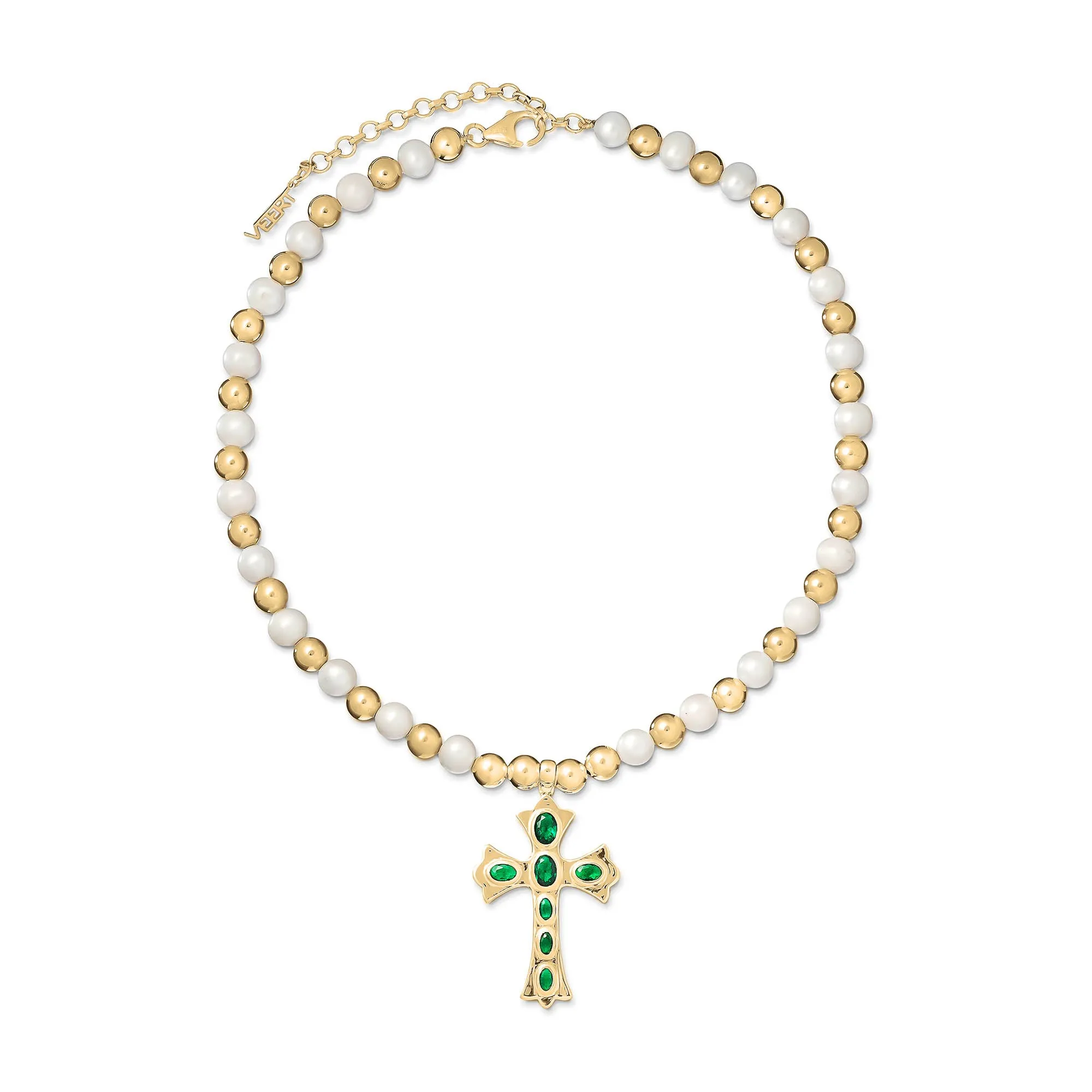 The Green Cross Freshwater Pearl Necklace in Yellow Gold sold by VEERT product image thumbnail 2