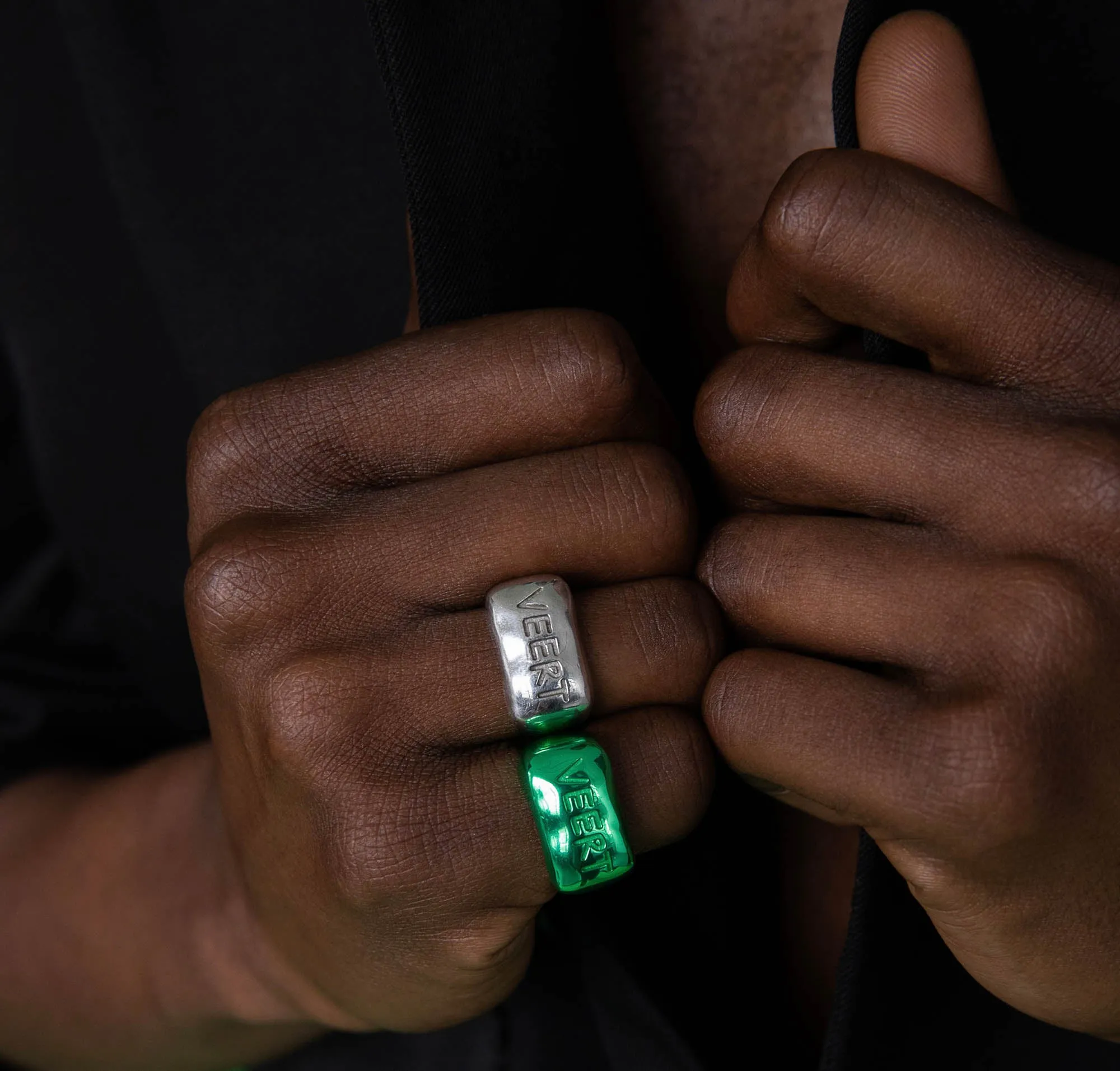 The Handwritten Logo Signet Ring in Green Coating sold by VEERT product image thumbnail 3