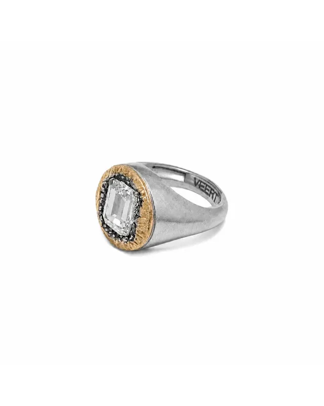 The Heritage Dual Tone Signet Ring in White Gold made by VEERT