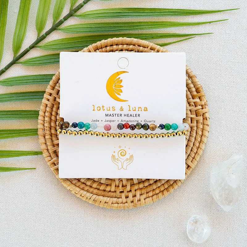 4mm Master Healer + 4mm Gold Bracelet Stack sold by Lotus & Luna product image thumbnail 2