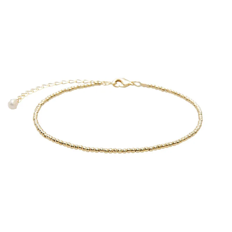 2mm Gold Bead Anklet sold by Lotus & Luna