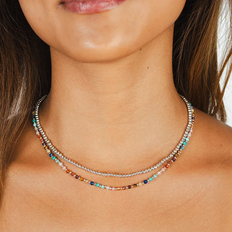 Silver 3mm Bead Necklace sold by Lotus & Luna product image thumbnail 2