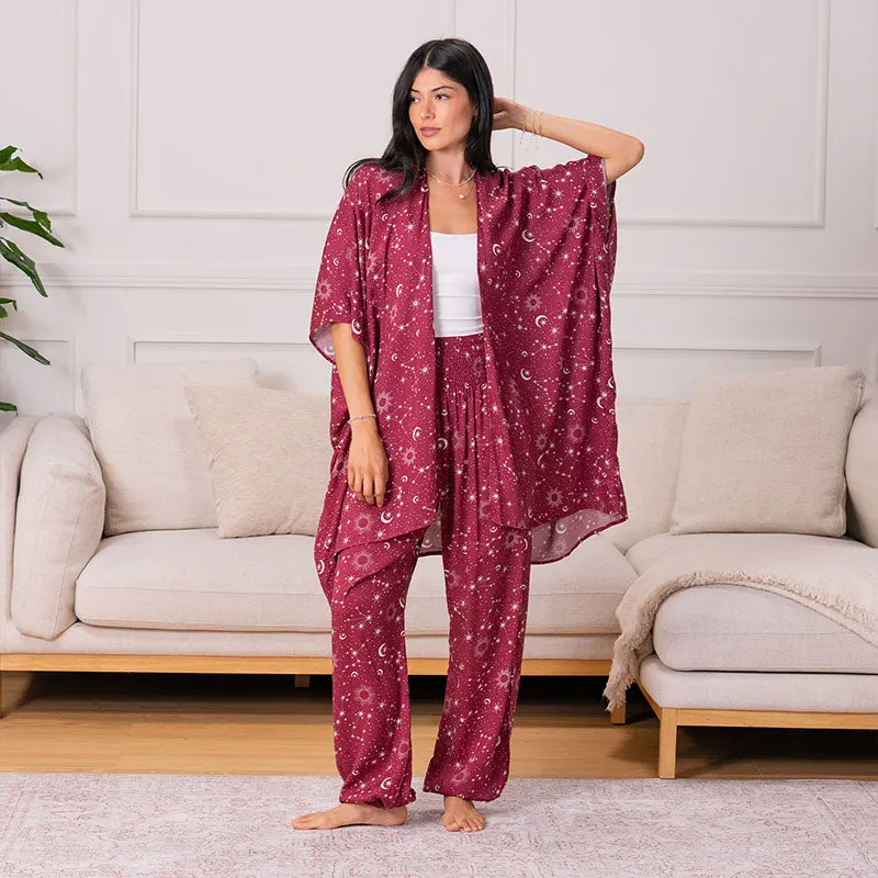 Cranberry Starry Night Kimono sold by Lotus & Luna product image thumbnail 2