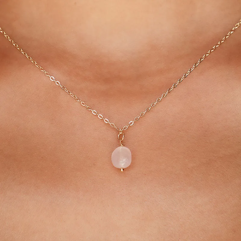 Rose Quartz Drop Necklace sold by Lotus & Luna