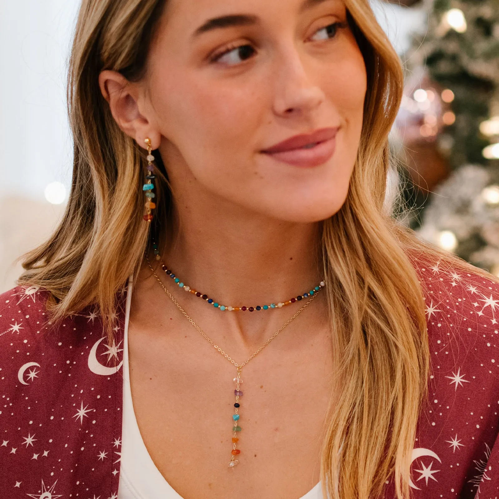 Divine Healer + 7 Chakra Raw Stone Necklace Stack sold by Lotus & Luna