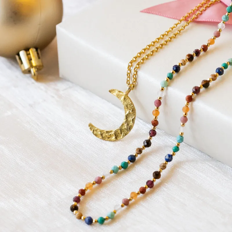 Master Healer + Golden Spirit Crescent Necklace Stack sold by Lotus & Luna