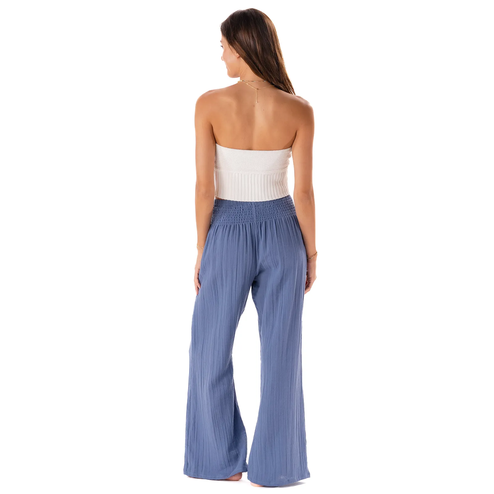 Periwinkle Wide Leg Cotton Pants sold by Lotus & Luna product image thumbnail 5