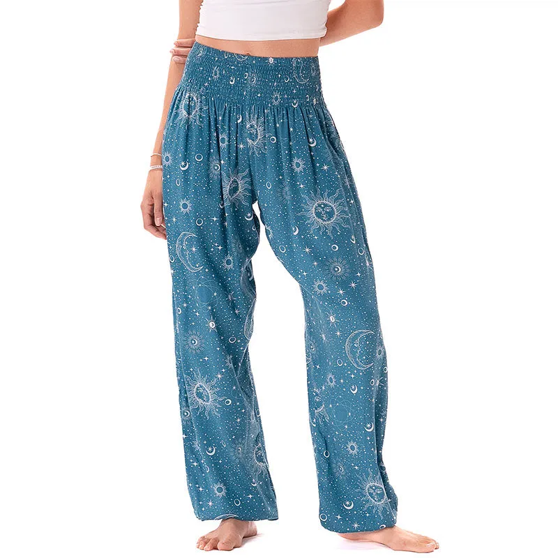 Turquoise Cosmic Sky Harem Pants sold by Lotus & Luna