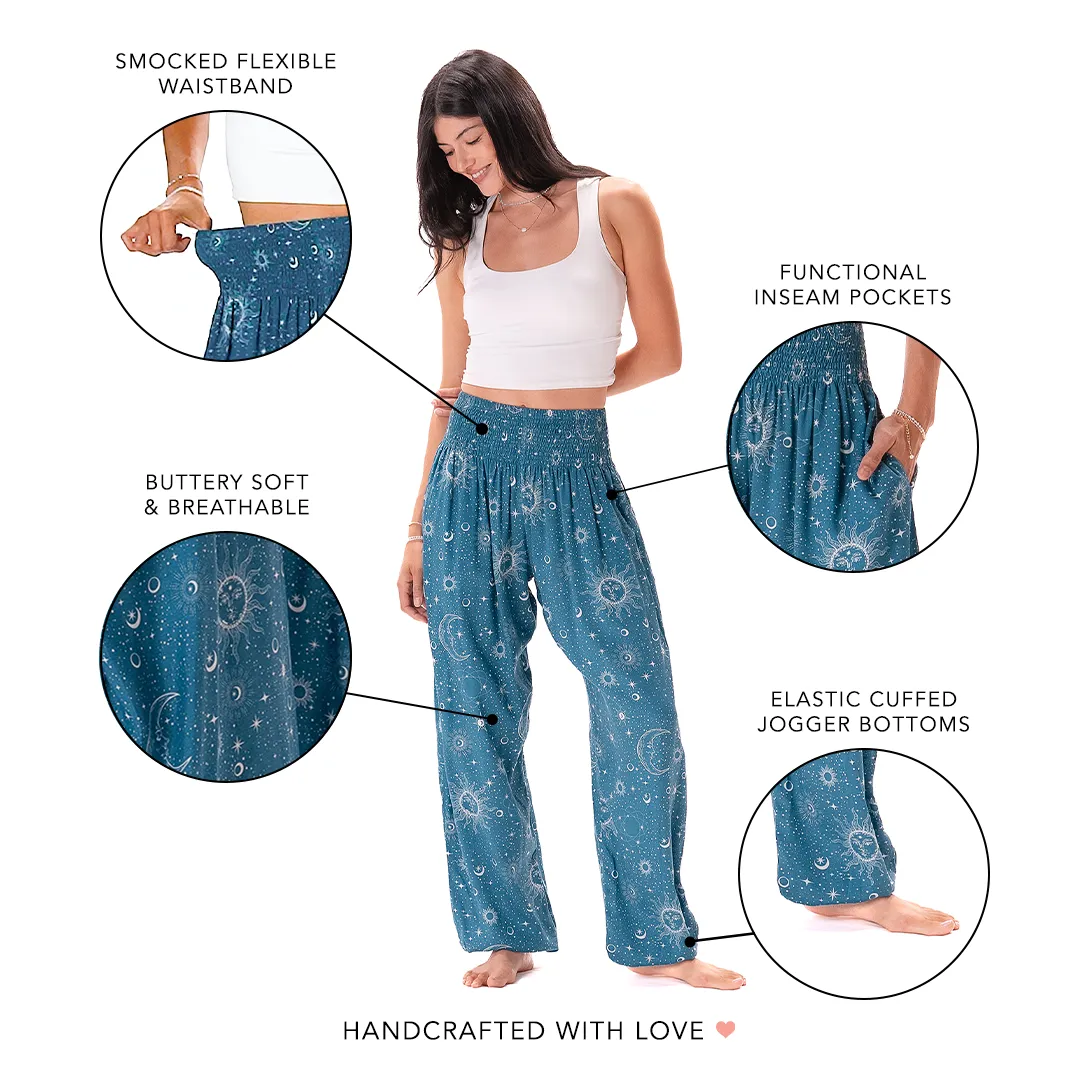 Turquoise Cosmic Sky Harem Pants sold by Lotus & Luna product image thumbnail 4