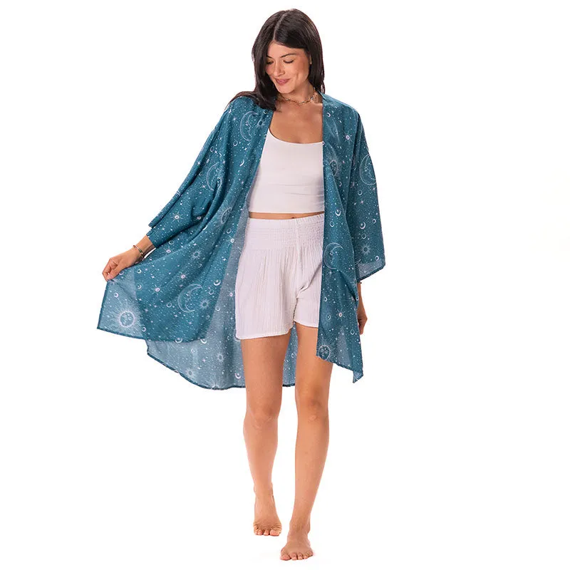 Turquoise Cosmic Sky Cover Up sold by Lotus & Luna