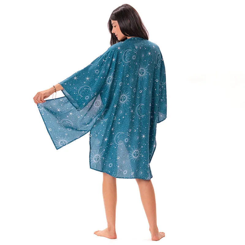 Turquoise Cosmic Sky Cover Up sold by Lotus & Luna product image thumbnail 5