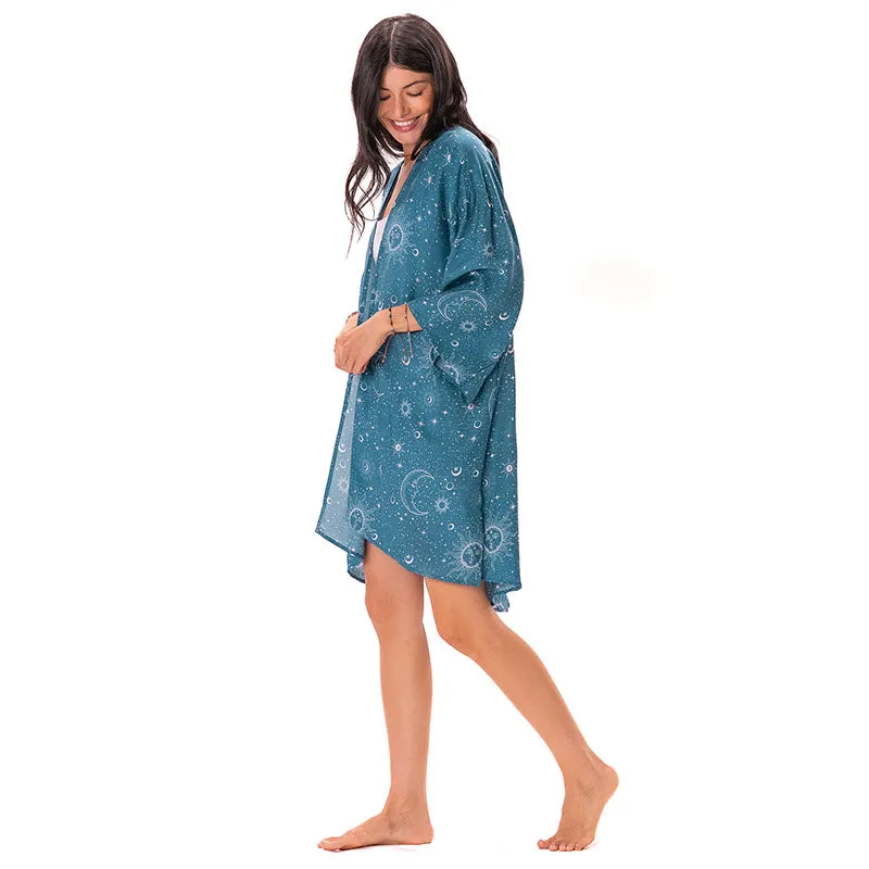 Turquoise Cosmic Sky Cover Up sold by Lotus & Luna product image thumbnail 4