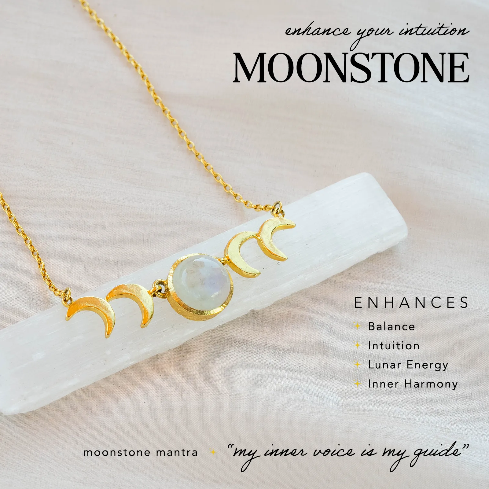 Crystal Moon Necklace sold by Lotus & Luna product image thumbnail 4