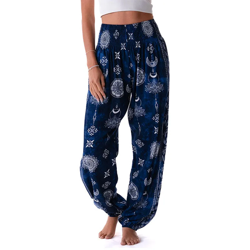 Nightfall Blue Lotus Moon Harem Pants sold by Lotus & Luna