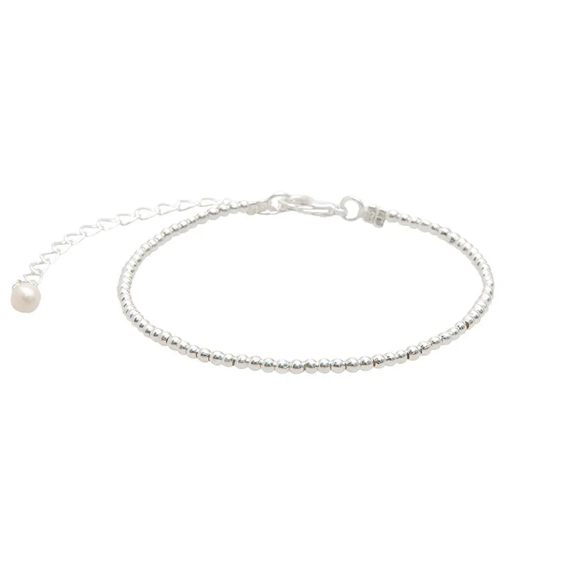 Silver 2mm Bead Bracelet sold by Lotus & Luna