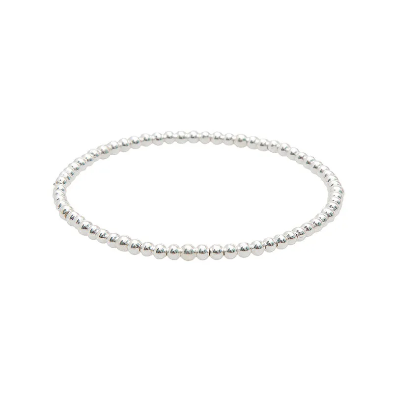 Silver 3mm Stretch Bead Bracelet sold by Lotus & Luna