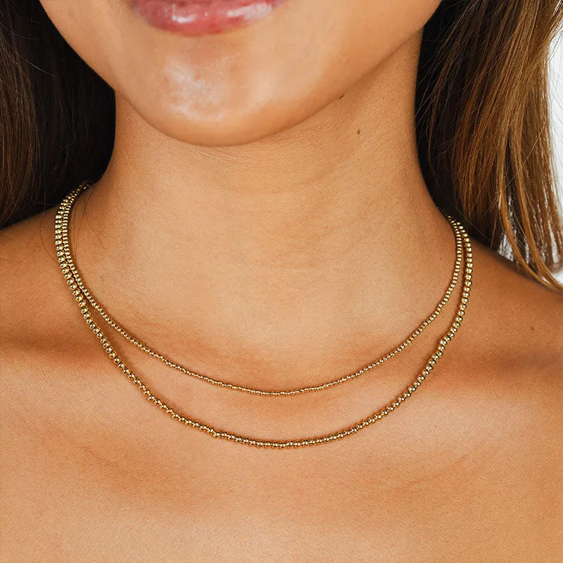 3mm Gold Ball Necklace sold by Lotus & Luna product image thumbnail 2