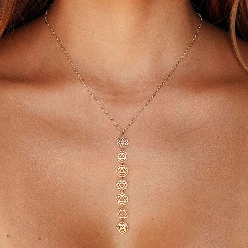 7 Chakras Drop Necklace sold by Lotus & Luna