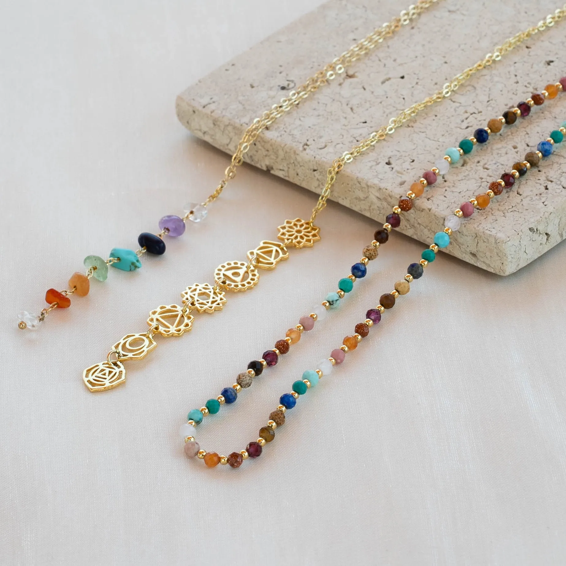 7 Chakras Drop Necklace sold by Lotus & Luna product image thumbnail 2