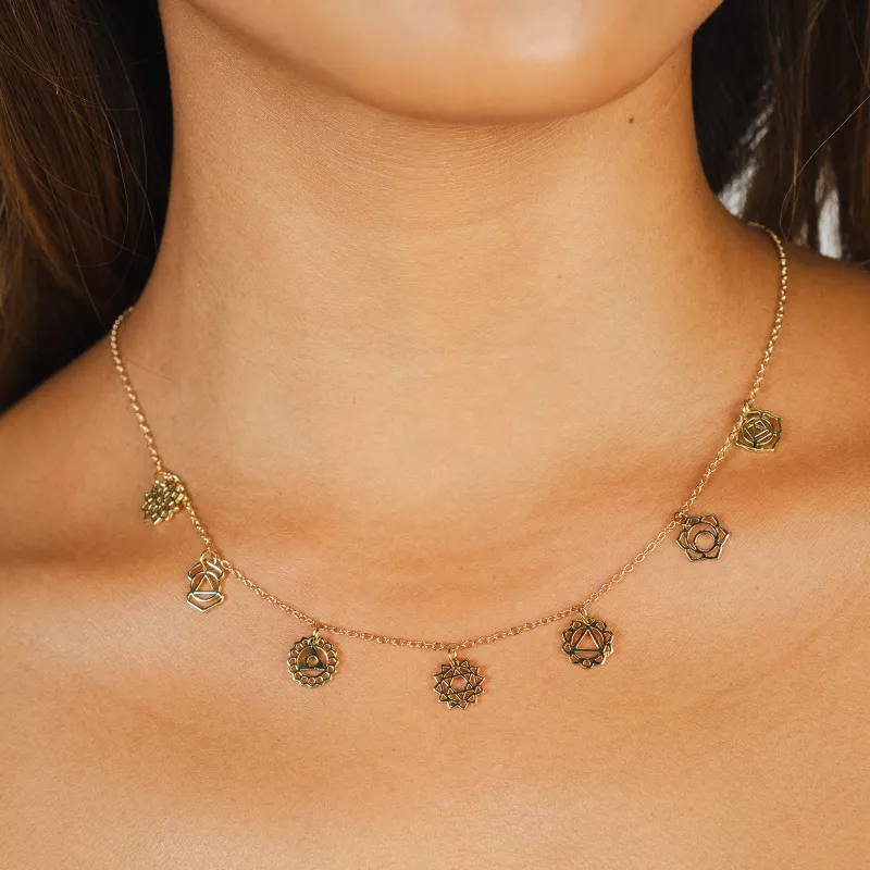 7 Chakras Dangle Necklace sold by Lotus & Luna