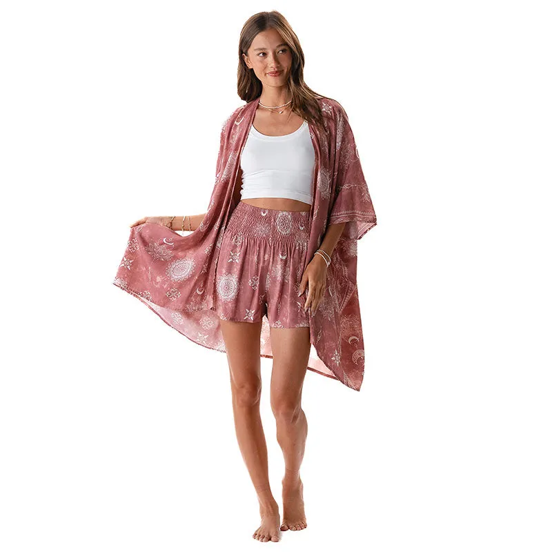 Dusty Rose Lotus Moon Shorts Lounge Set sold by Lotus & Luna