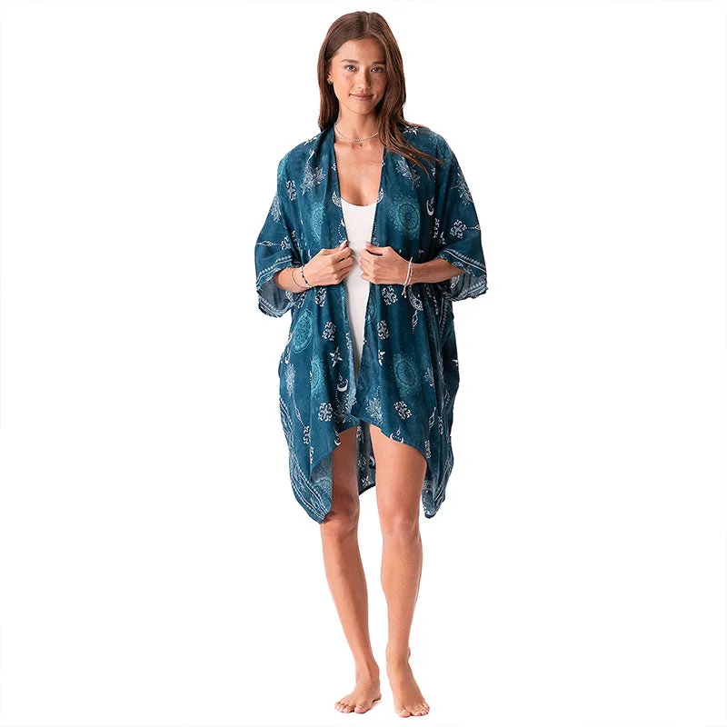 Cosmic Teal Kimono sold by Lotus & Luna product image thumbnail 4