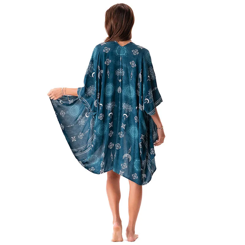 Cosmic Teal Kimono sold by Lotus & Luna