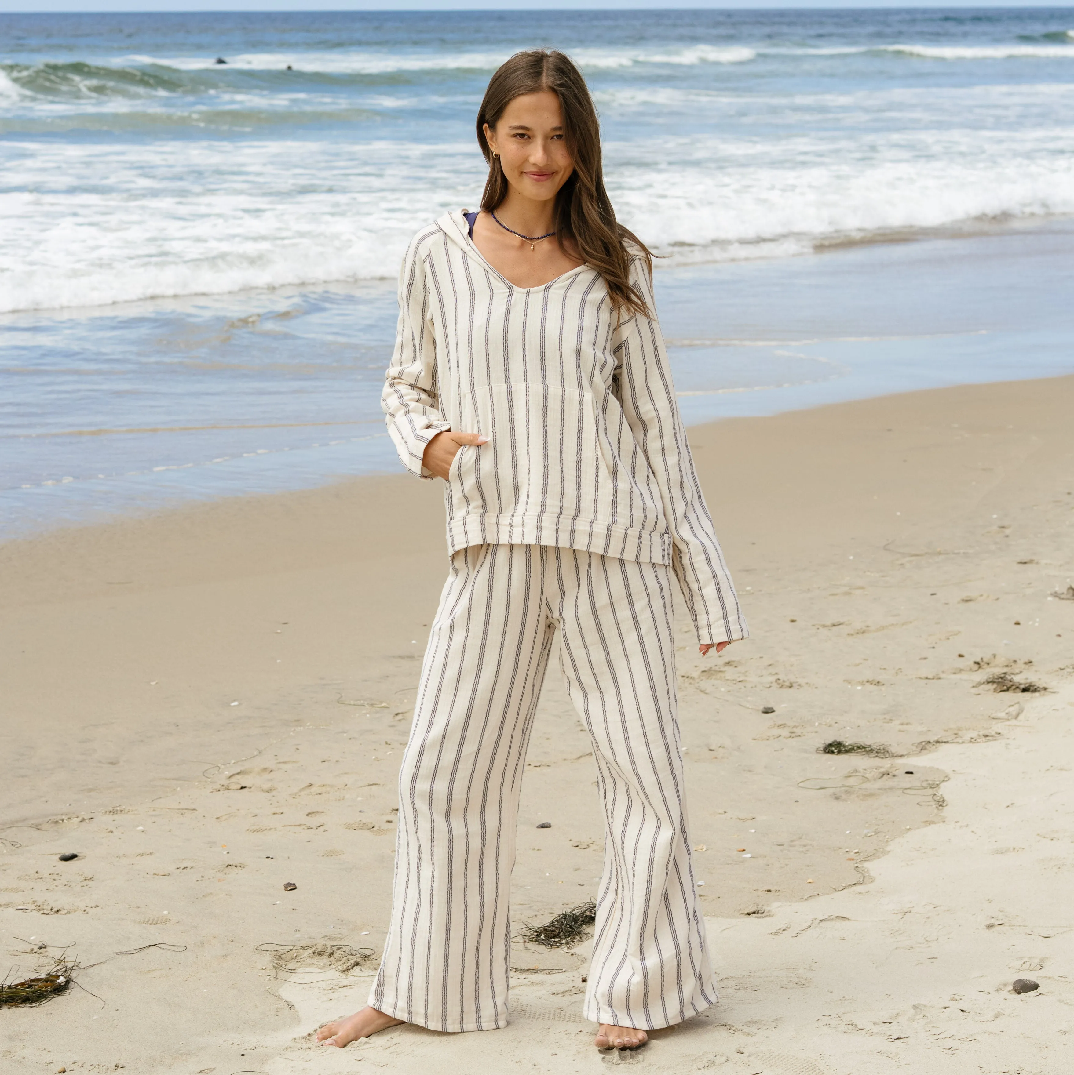 Sailor Stripe Wide Leg Cotton Pants sold by Lotus & Luna product image thumbnail 5
